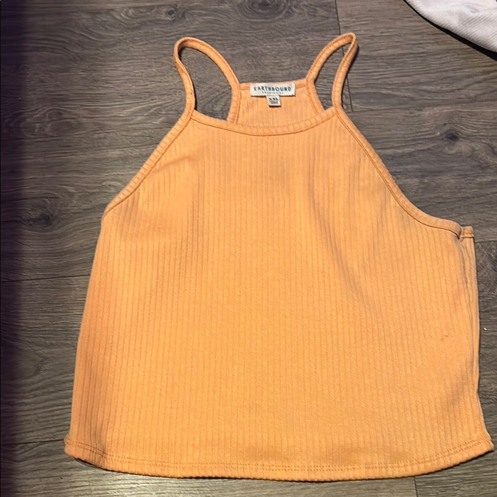 EARTHBOUND Orange Ribbed Tank Top